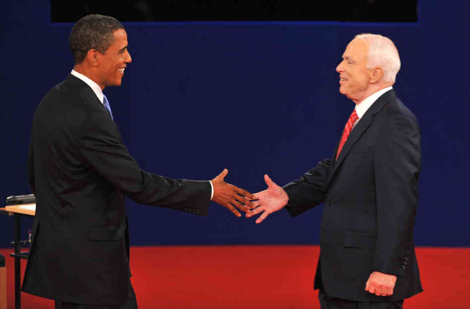 Democrat Barack Obama and Republican John McCain Democrat Barack Obama and Republican John McCain