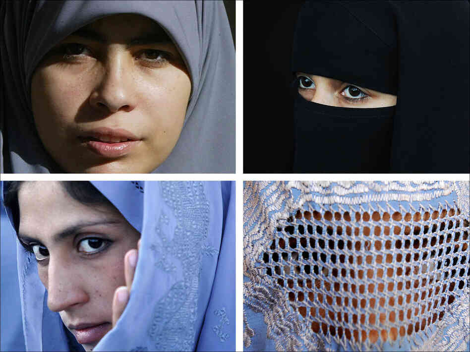 Muslim women in different types of head covers Muslim women in different types of head covers
