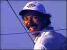 Neal Petersen crosses the finish line of the 1998 around-the-world race in Charleston, S.C.