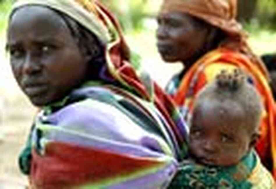 A Sudanese displaced women carries her baby in Abluc village in eastern Chad. A Sudanese displaced women carries her baby in Abluc village in eastern Chad.