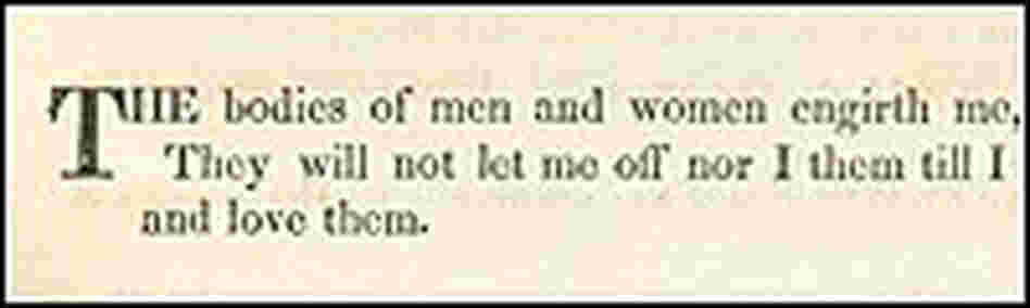 The first lines of what later came to be called "I Celebrate Myself"