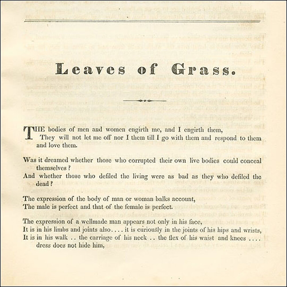 The first lines of what later came to be called "I Celebrate Myself"