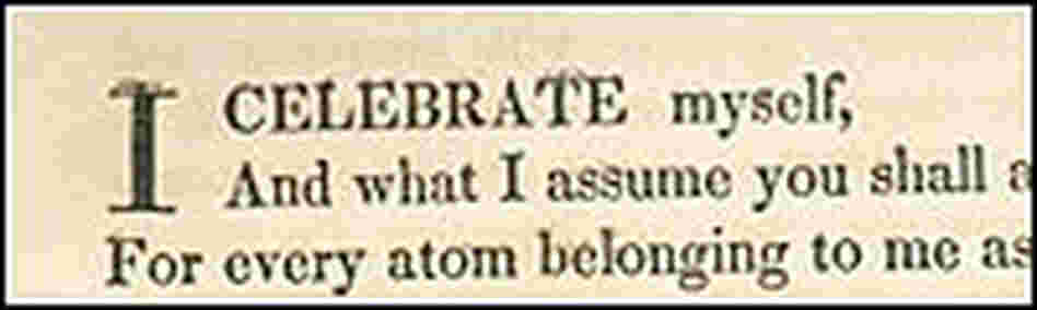 The first lines of what later came to be called "I Celebrate Myself"