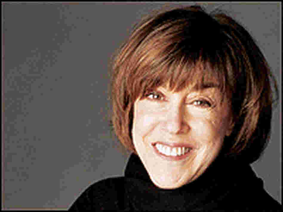 Nora Ephron in a black turtleneck sweater.
