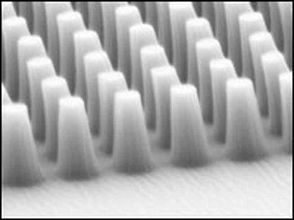 Nanoscale features molded into the surface of the adhesive bandage help it bond extremely well. Nanoscale features molded into the surface of the adhesive bandage help it bond extremely well.