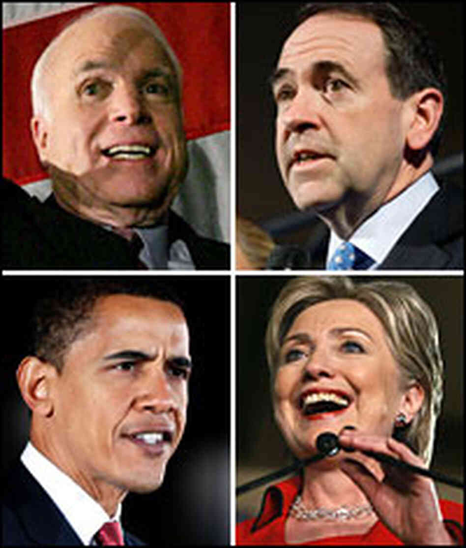 Images of Sen. John McCain, Mike Huckabee, Sen. Hillary Clinton, Sen. Barack Obama Images of Sen. John McCain, Mike Huckabee, Sen. Hillary Clinton, Sen. Barack Obama