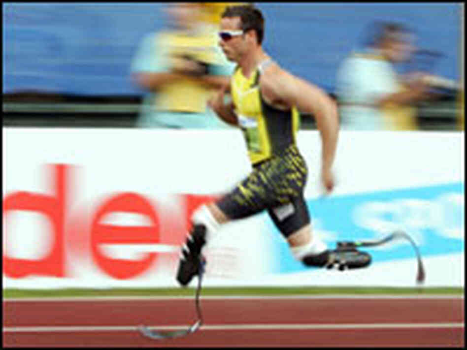South Africa's Oscar Pistorius competing in the men's 400m race