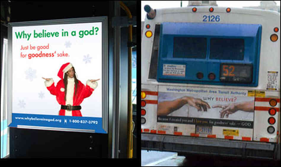 God ads on buses. God ads on buses.