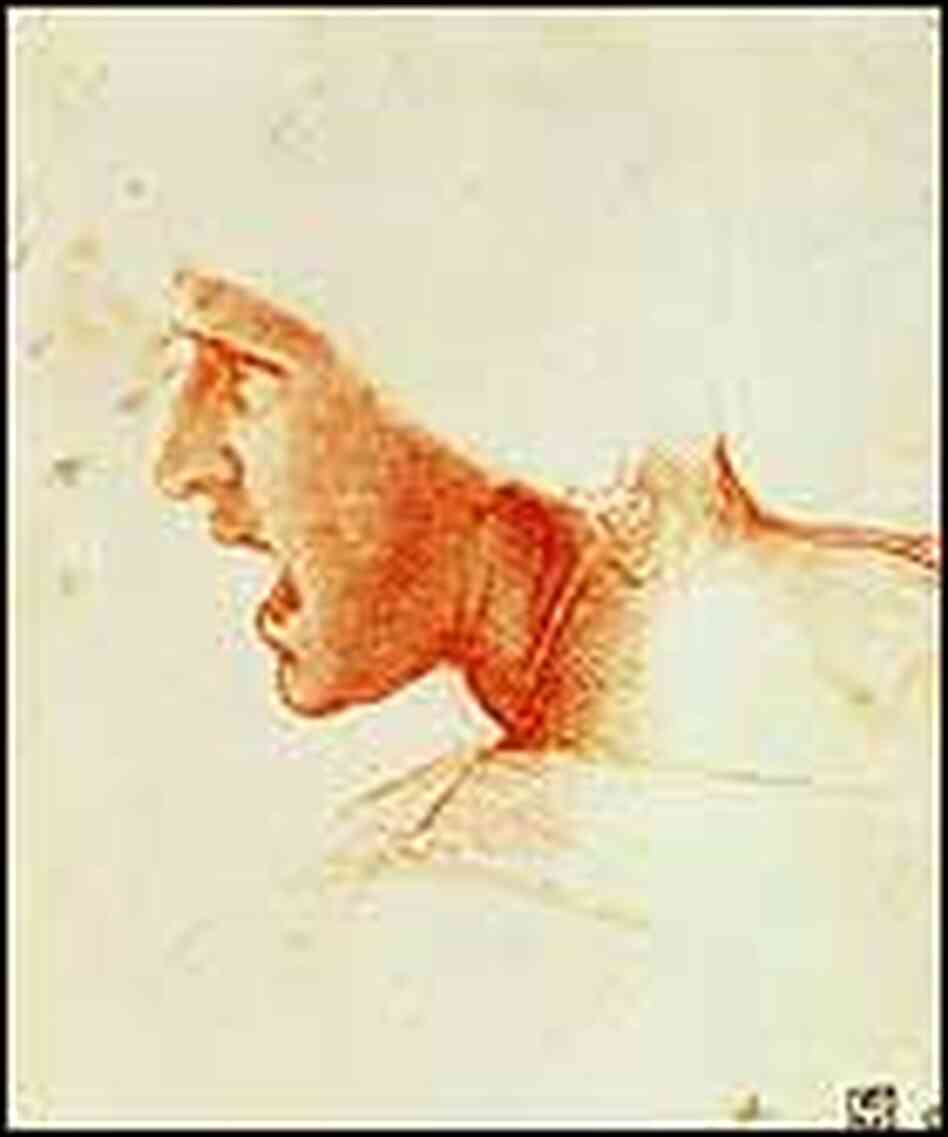 Study for the head of a soldier in the 'Battle of Anghiari' (recto), Leonardo da Vinci Study for the head of a soldier in the 'Battle of Anghiari' (recto), Leonardo da Vinci