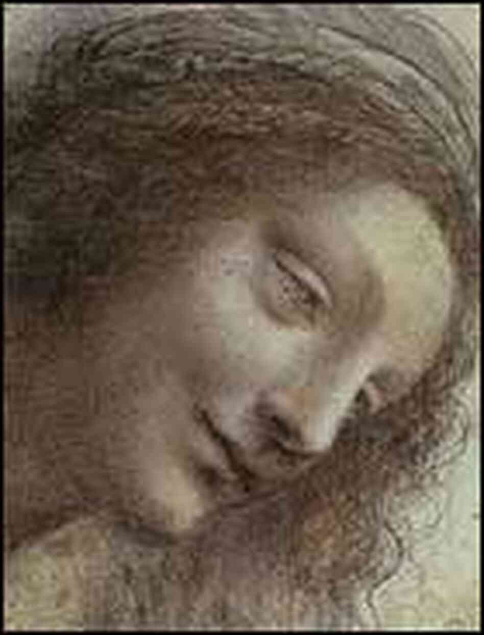Head of the Virgin in three quarter view facing right, Leonardo da Vinci, 1508-1512 Head of the Virgin in three quarter view facing right, Leonardo da Vinci, 1508-1512