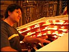 Engineer Bob Weston on the theater organ.