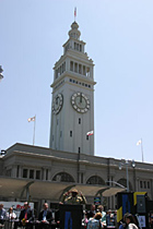 The clock tower that sits in front of San Francisco's Ferry Building.