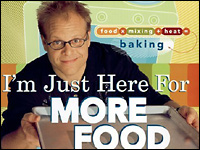 Detail from the cover of Alton Brown's <i>I'm Just Here For More Food</i>.