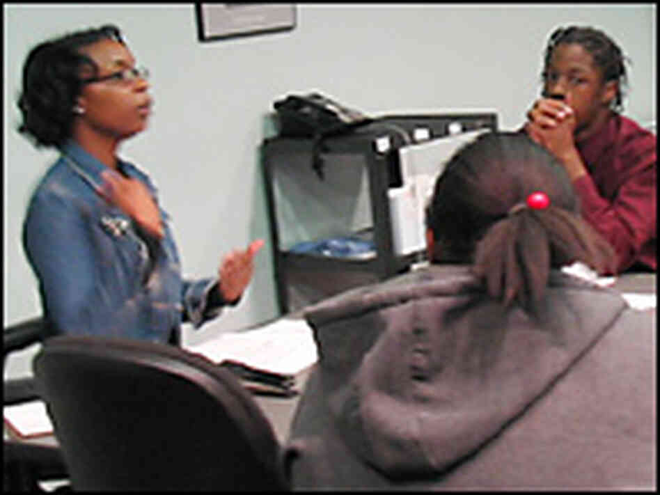 CVS job coach Charnetta Young, left, leads a training session. CVS job coach Charnetta Young, left, leads a training session.