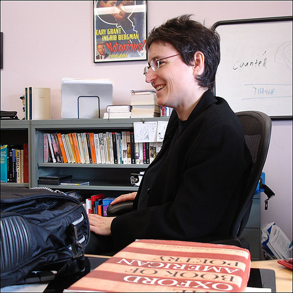 Elizabeth Samet in her West Point office overlooking the Hudson River.