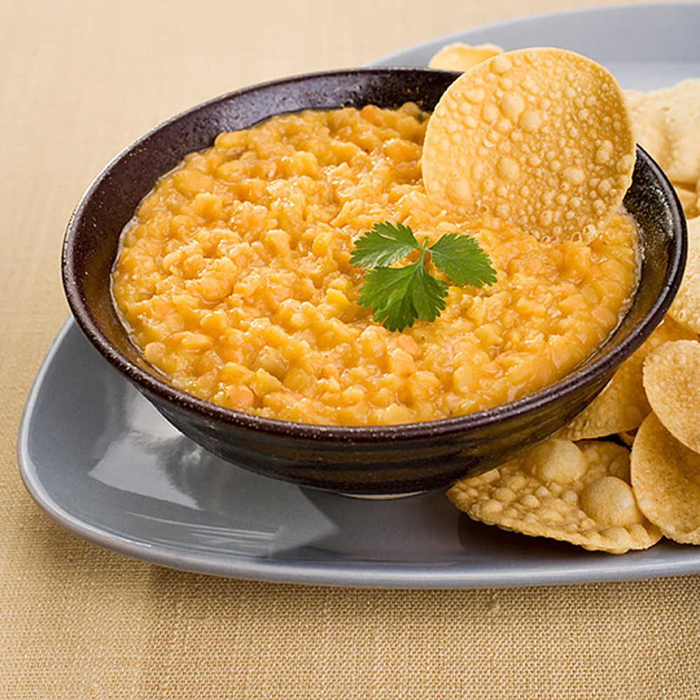 A bowl of lentil curry, otherwise known as dal.