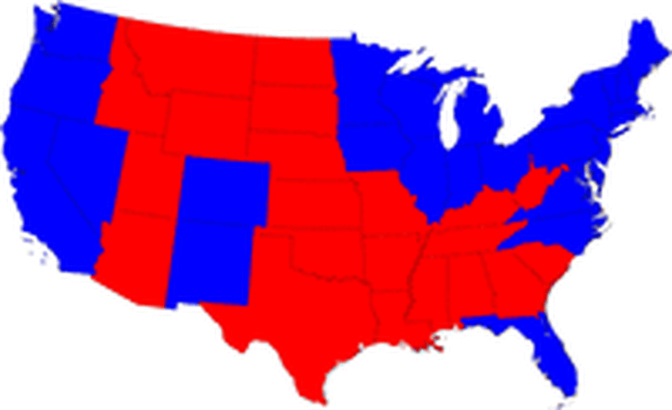 This is a traditional view of the 2008 Electoral College. CREDIT: Mark Newman/University of Michigan