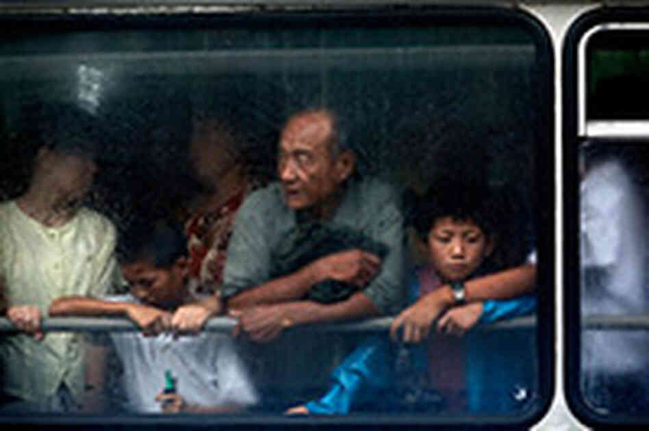 Looking out a bus window in Pyongyang. Credit: Tomas van Houtryve