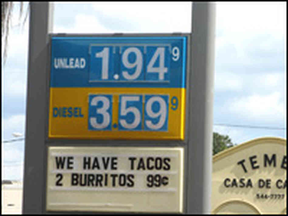 Gas prices have fallen during the economic crisis.