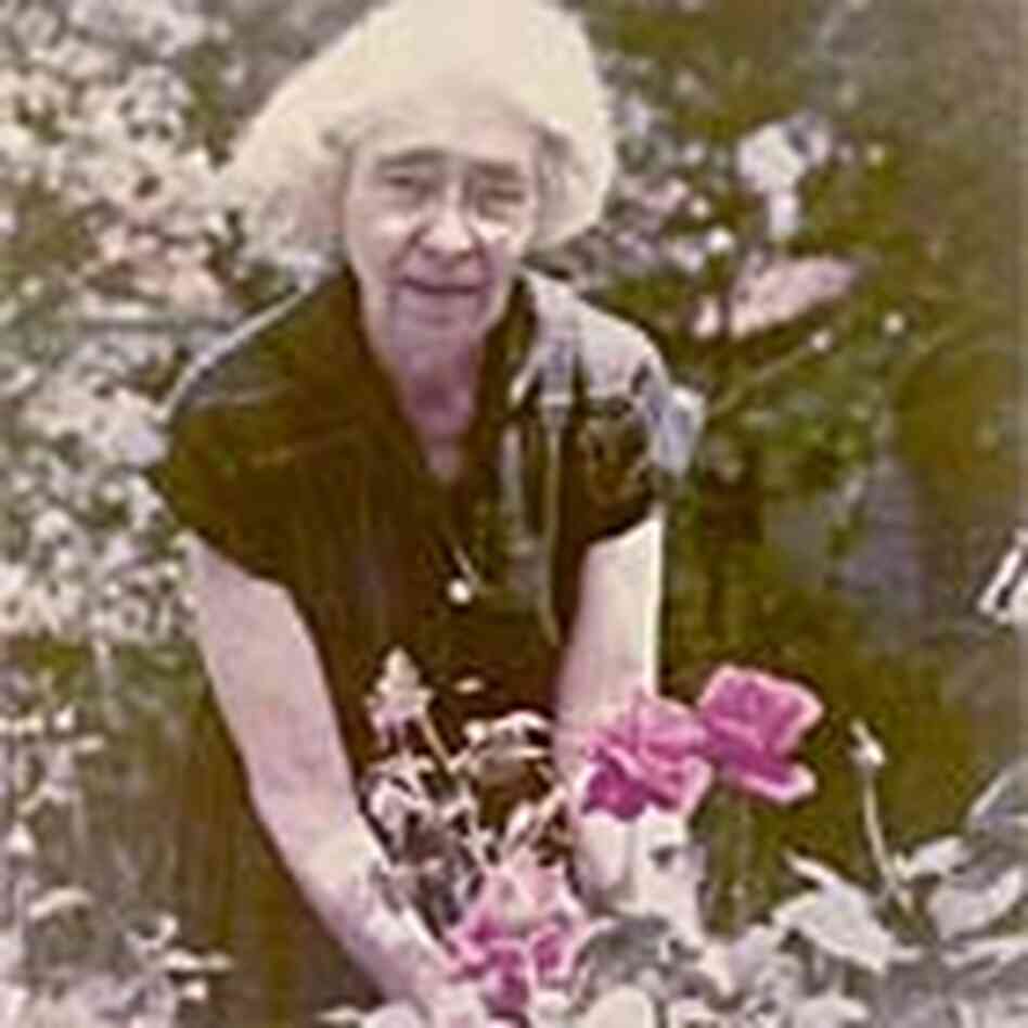Undated photo of Eudora Welty's mother Chestina tending roses in her garden Undated photo of Eudora Welty's mother Chestina tending roses in her garden