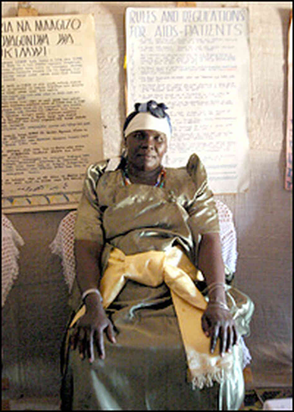 Lakwena, in her flowing green dress and head wrap. Lakwena, in her flowing green dress and head wrap.
