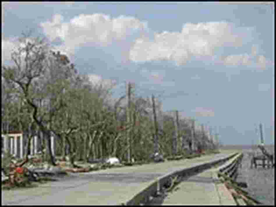 A view of damaged coastline in Bay St. Louis, Miss. A view of damaged coastline in Bay St. Louis, Miss.