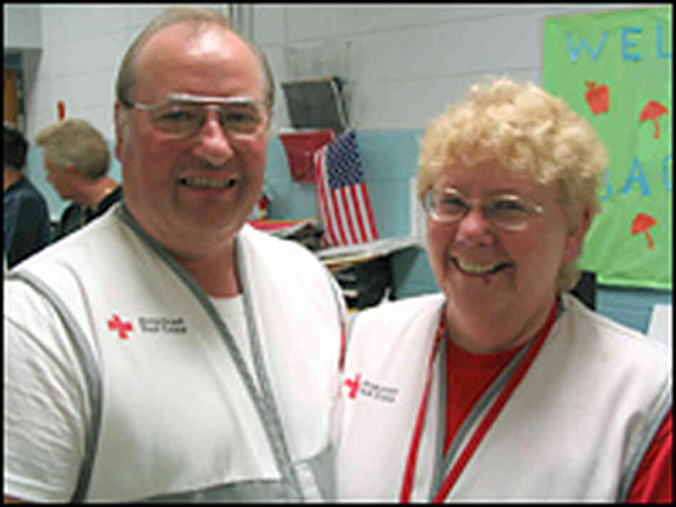 Mike and Kathy Schaeffer, the volunteer Red Cross managers of the "Five Star Shelter". Mike and Kathy Schaeffer, the volunteer Red Cross managers of the "Five Star Shelter".