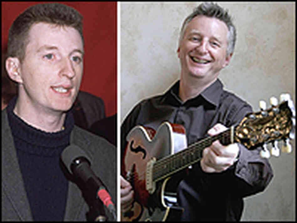 Billy Bragg at the 1985 launch of the musicians' collective Red Wedge (left), and more recently.