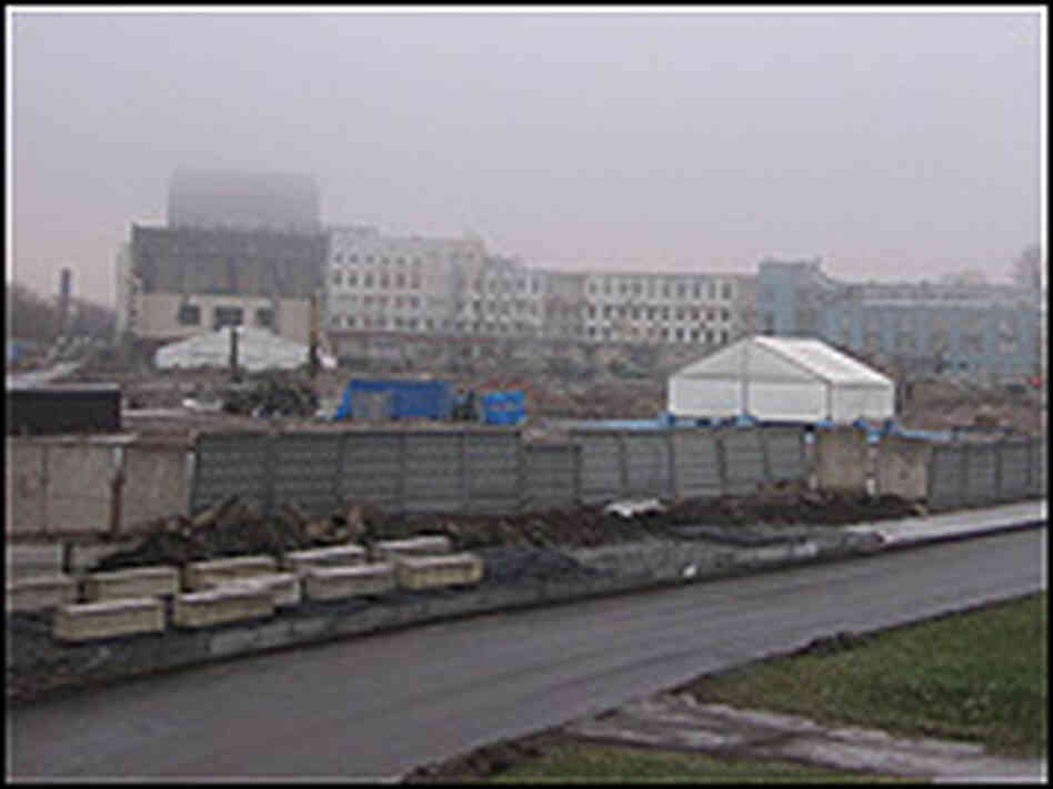 Workers are already clearing the land for the new Gazprom tower despite ongoing legal challenges.