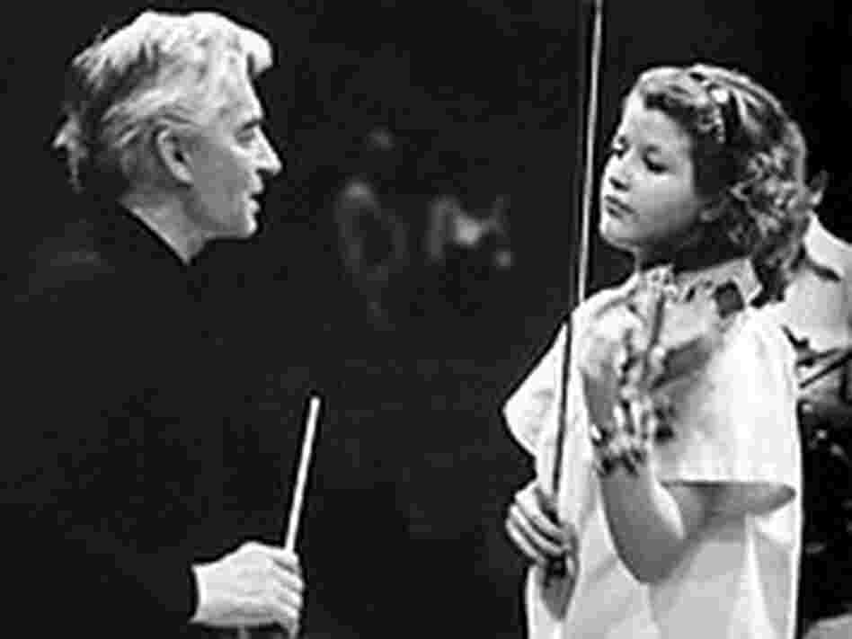 Violinist Anne-Sophie Mutter with conductor Herbert von Karajan