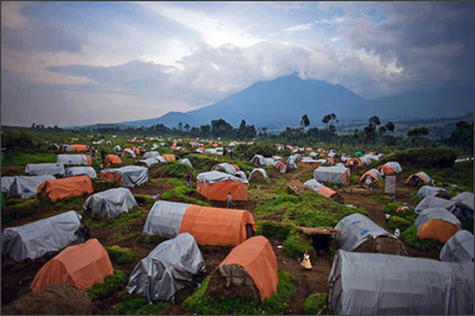 A tent city near the boundary of Virunga National Park. A tent city near the boundary of Virunga National Park.
