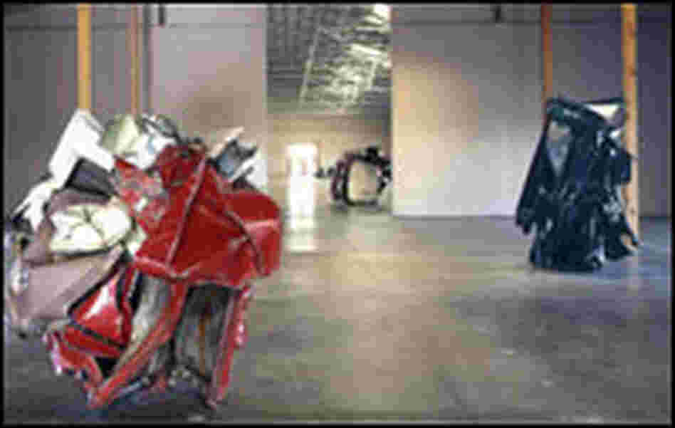 John Chamberlain's sculptures of crumpled cars.
