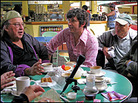 The coffee klatch at the Original Los Angeles Farmers Market. Charla Bear/NPR The coffee klatch at the Original Los Angeles Farmers Market. Charla Bear/NPR