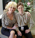Dolly Parton with Anita J. Bugg of member station WPLN in Nashville, Tenn.