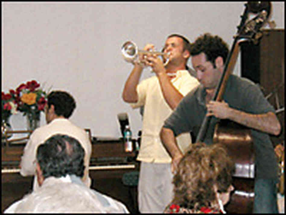 Adam DeSorgo, Adam Luftman and Peter Seymour perform at Rebecca Towers Senior Center, Miami Beach. 