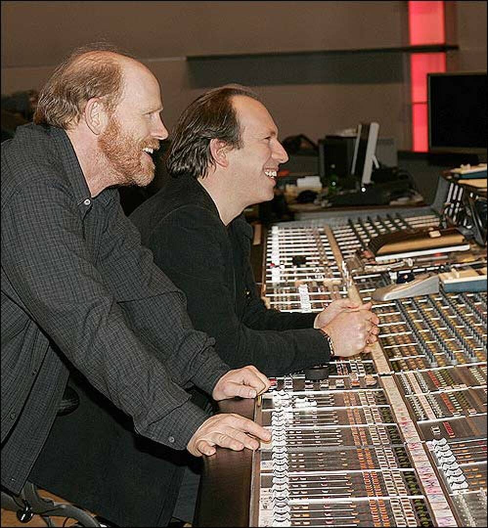 Ron Howard and Hans Zimmer in the studio.