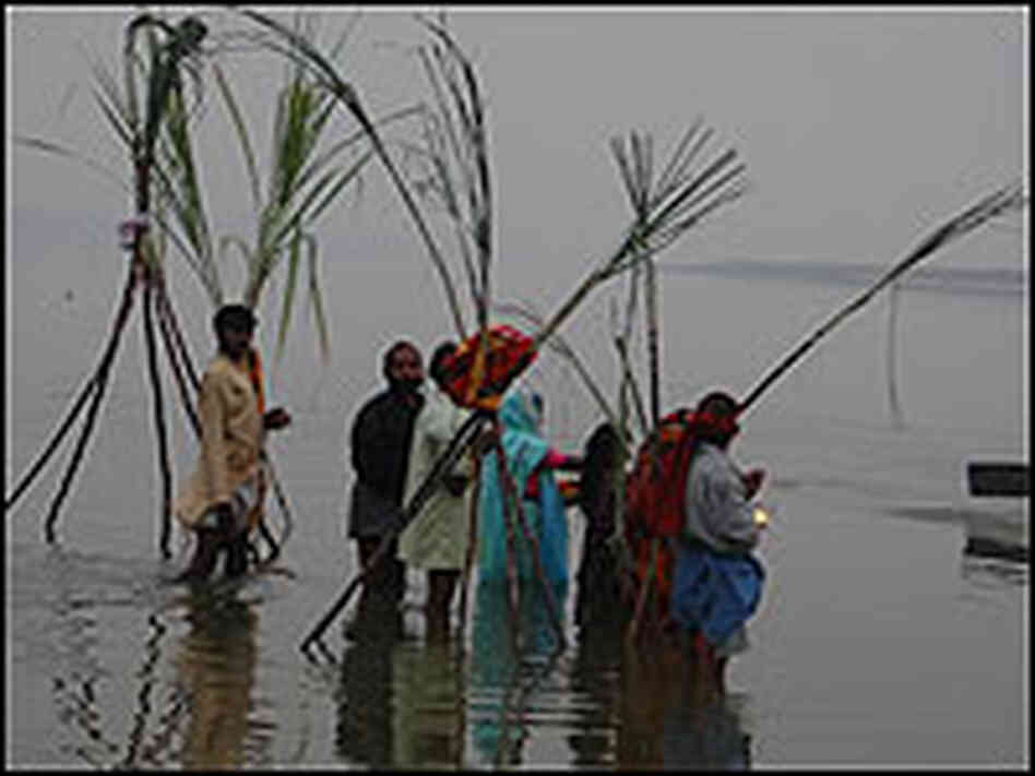 Evening offering to Ganga at Singhberpur.
