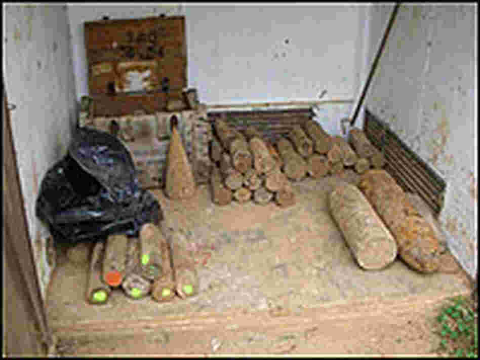 The demining team's stockpile for the month.