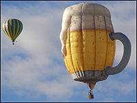 A beer stein hot air balloon from London.