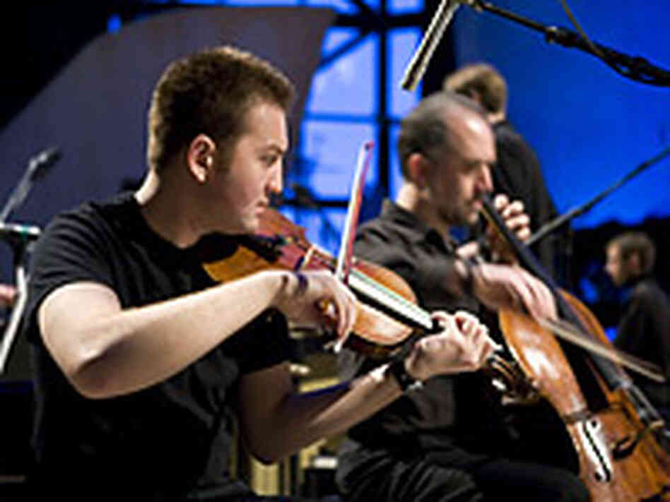 String players in the GVSU New Music Ensemble String players in the GVSU New Music Ensemble