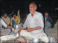 Fifteen rupees, or about 30 cents, buys two chapatis and one vegetable from Tarachand Singh's <em>dhaba.</em>