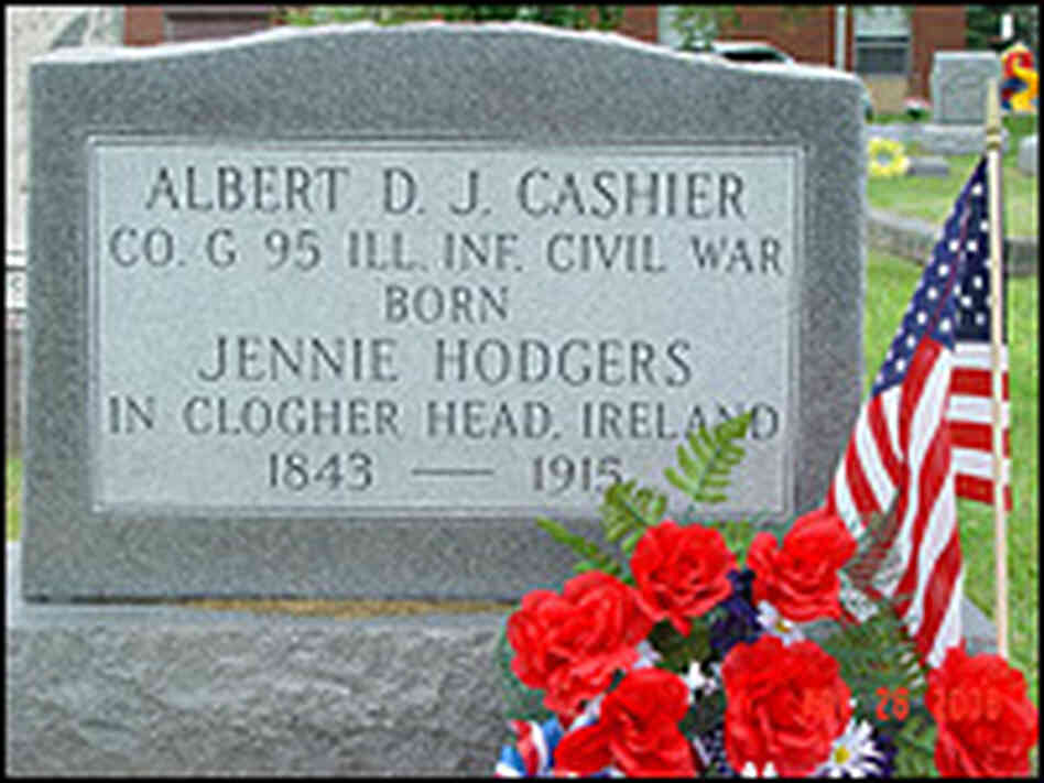 Jennie Hodgers' tombstone in Saunemin, Ill. Credit: Linda Paul
