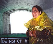NPR's Margot Adler behind Horseshoe Falls in Niagara Falls, Ontario