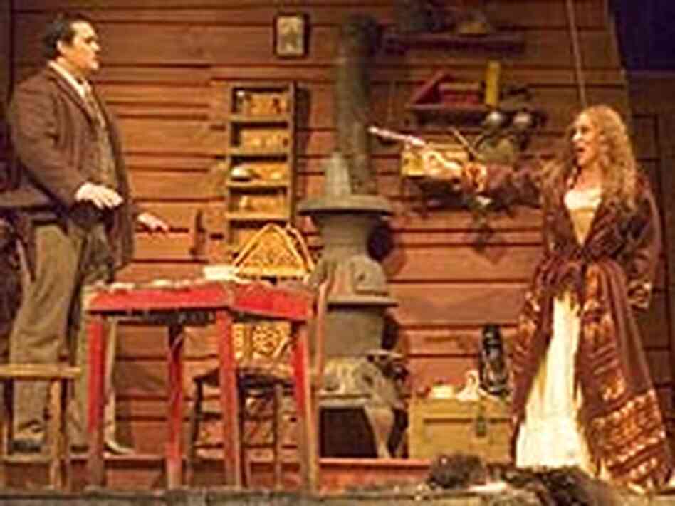 Emily Pulley and Jake Gardner as Minnie and Jack Rance Emily Pulley and Jake Gardner as Minnie and Jack Rance