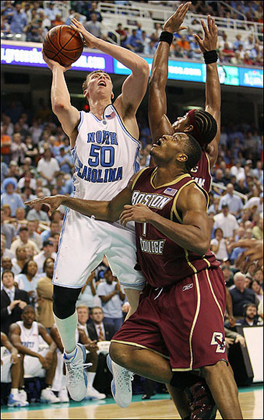 Tyler Hansbrough of North Carolina with the basketball.