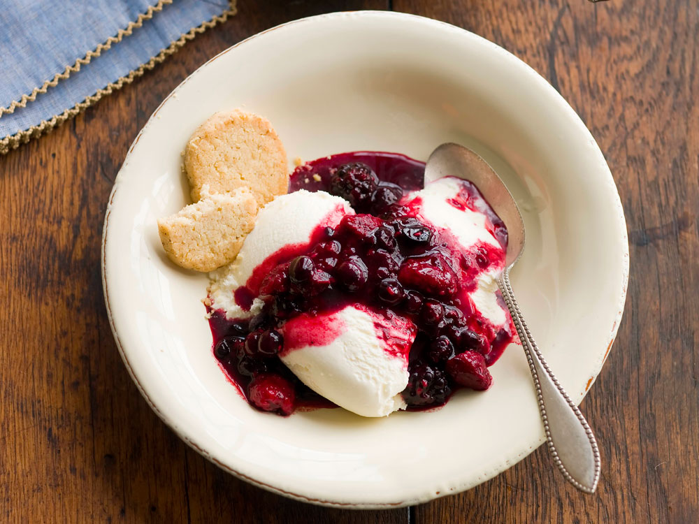 Recipe Lemon Verbena Buttermilk Ice Cream with Berry Sauce NCPR News