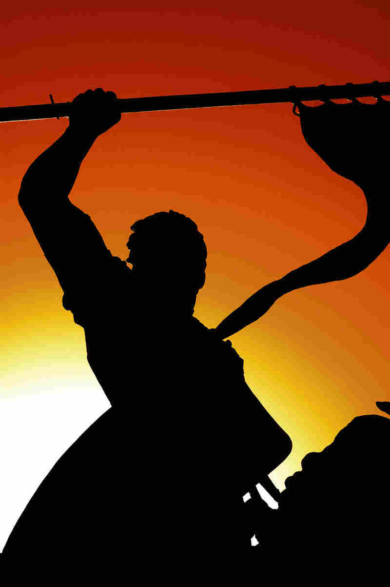 Silhouette of statue in Balboa Park in San Diego, Cal.