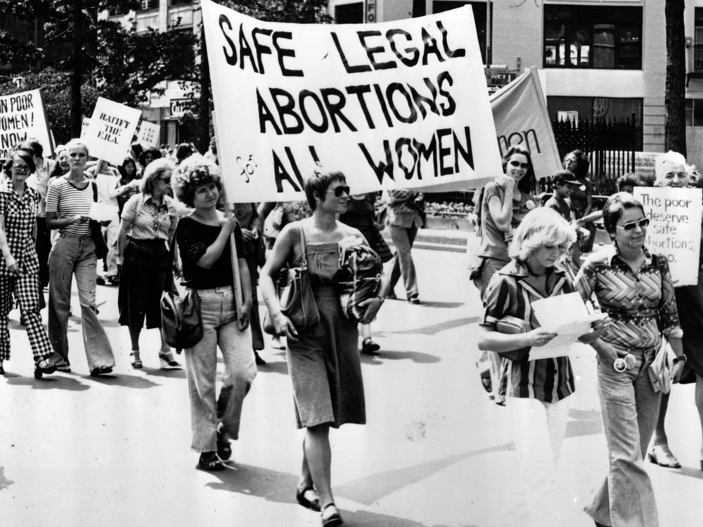 Women take part in a 1977 demonstration in New York City demanding safe and legal abortions for all women. (Getty Images)