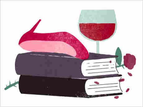 Illustration: Books, wine and a toppled high heel.