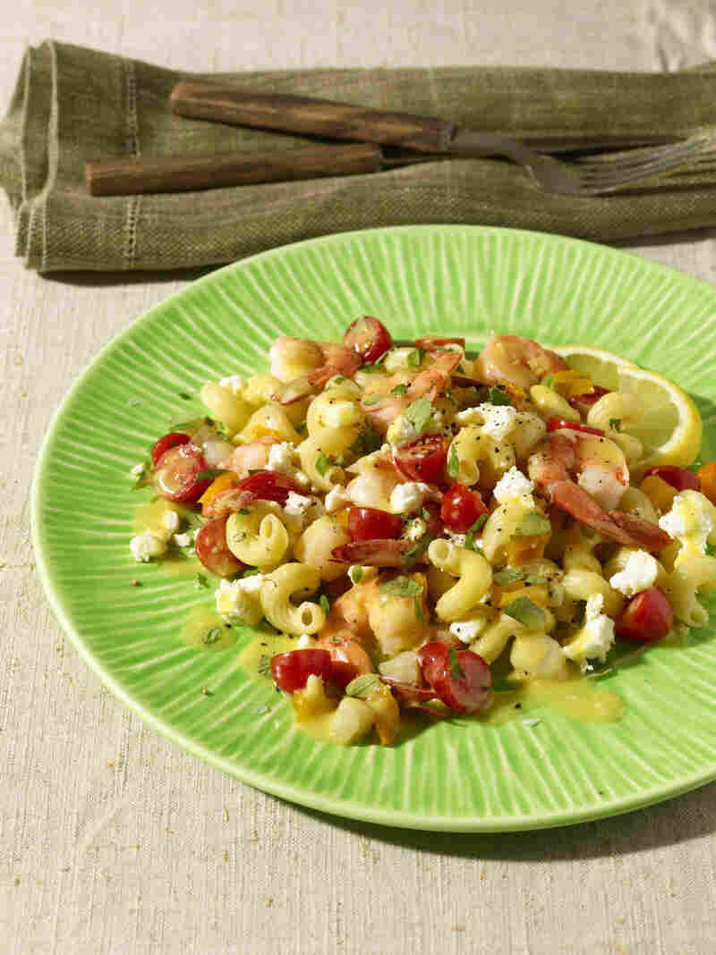 Lemony Seafood Pasta Salad With Tomatoes, Feta, And Oregano